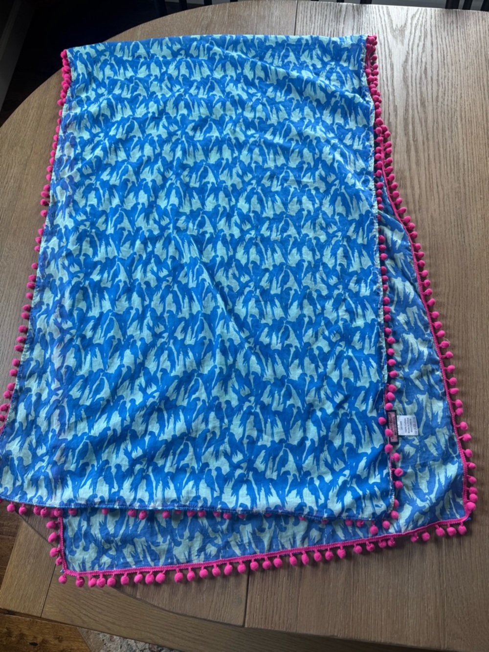 Vineyard Vines Blue Parrot Print Pom-Pom Wrap 🌴 Coastal Preppy Beach Cover-Up